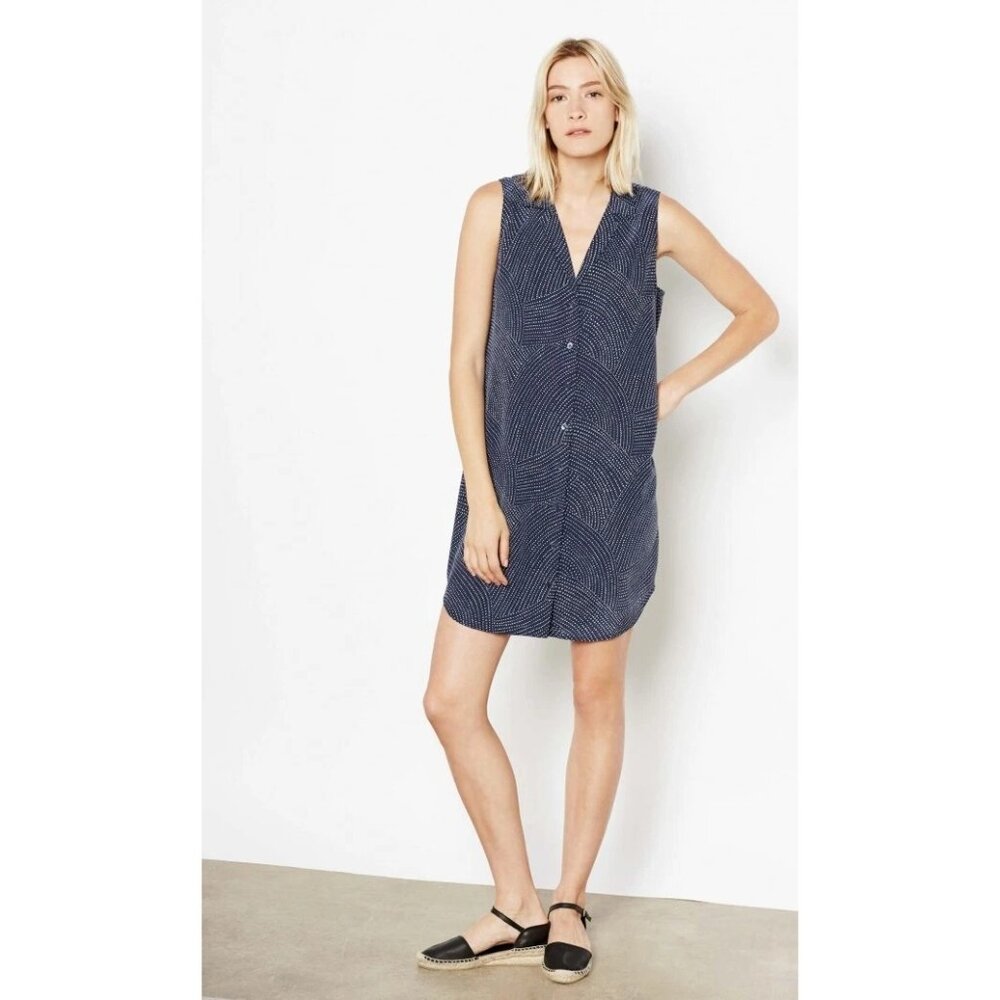 Equipment Sleeveless Adalyn Silk Dress, Peacoat (Navy Blue) Size M Medium $268 - Picture 2 of 11